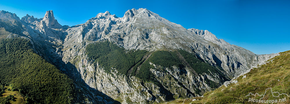 Macizo Central de Picos de Europa con el omnipresente Pico de Urriellu (Naranjo de Bulnes) desde Peña Main