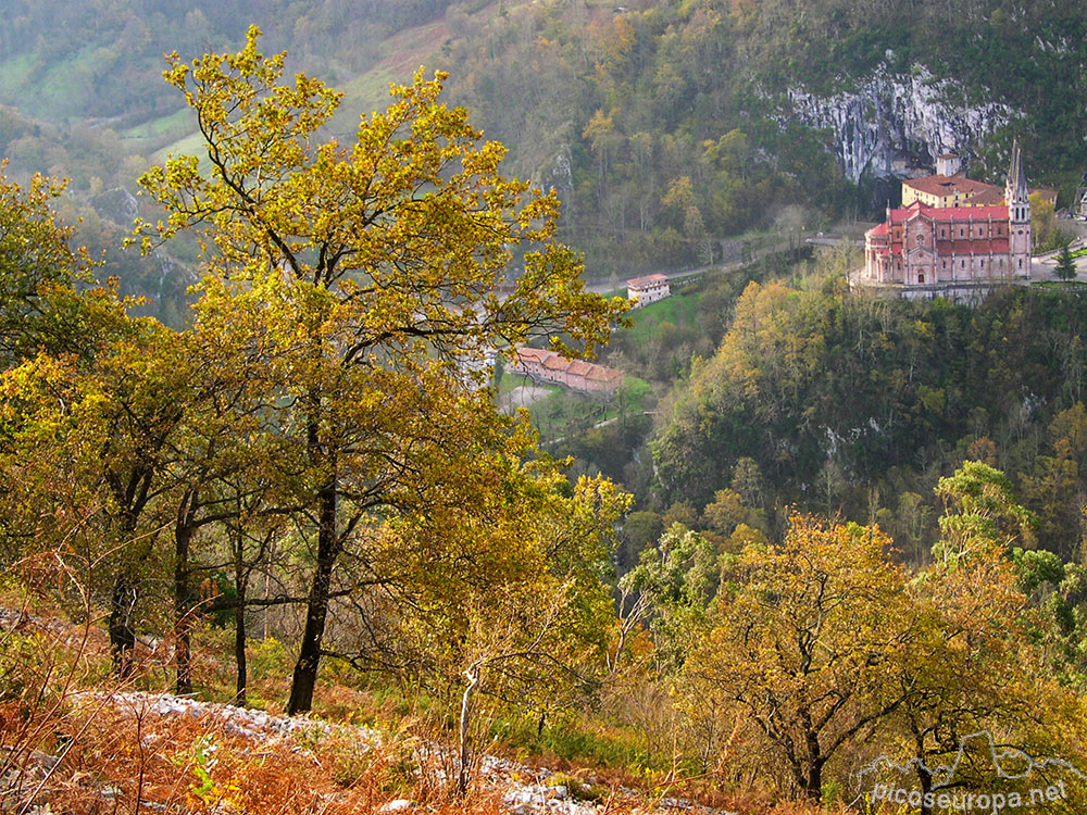 Santuario de Covadonga desde el camino de subida a la Cruz de Priena